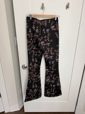Cynthia Rowley Bonded Flared Floral Pants, Size 4